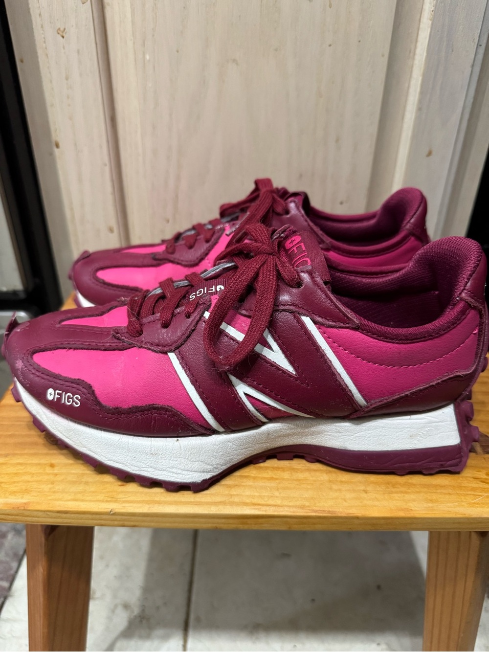 Figs Women's New Balance 327 Deep Cranberry